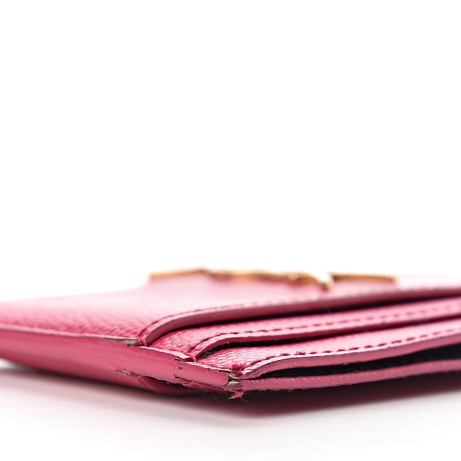 Saint Laurent Grain De Poudre Monogram Credit Card Case Fuschia 10 of 15
