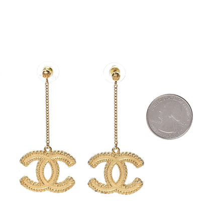 Chanel CC Drop Earrings Matte Gold 2 of 4