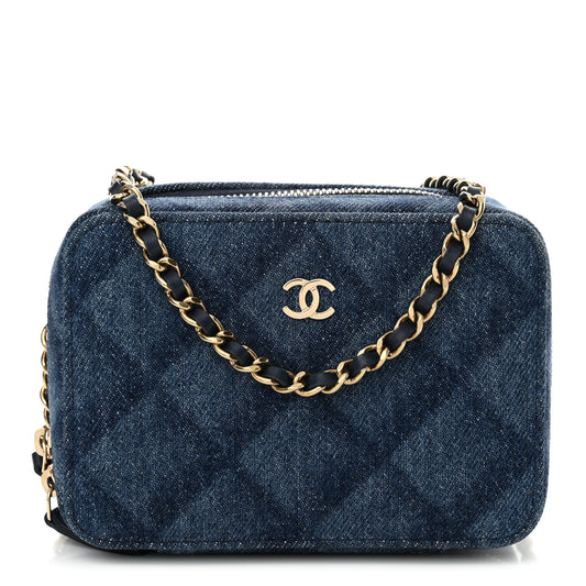 Printed Denim CC Camera Case Blue