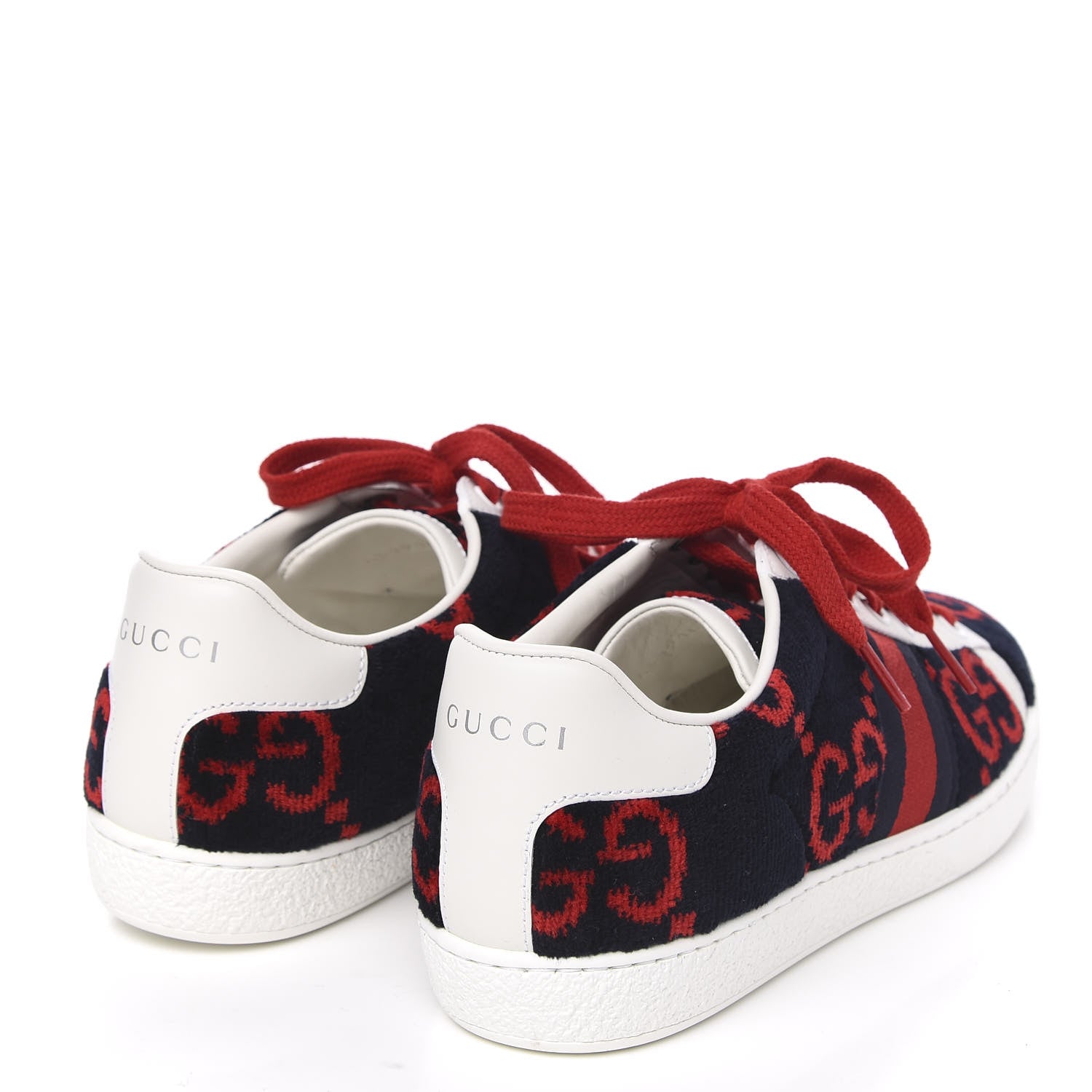 Gucci Terry Cloth GG Monogram Web Womens Ace Sneakers 35.5 Blue Red 4 of 10