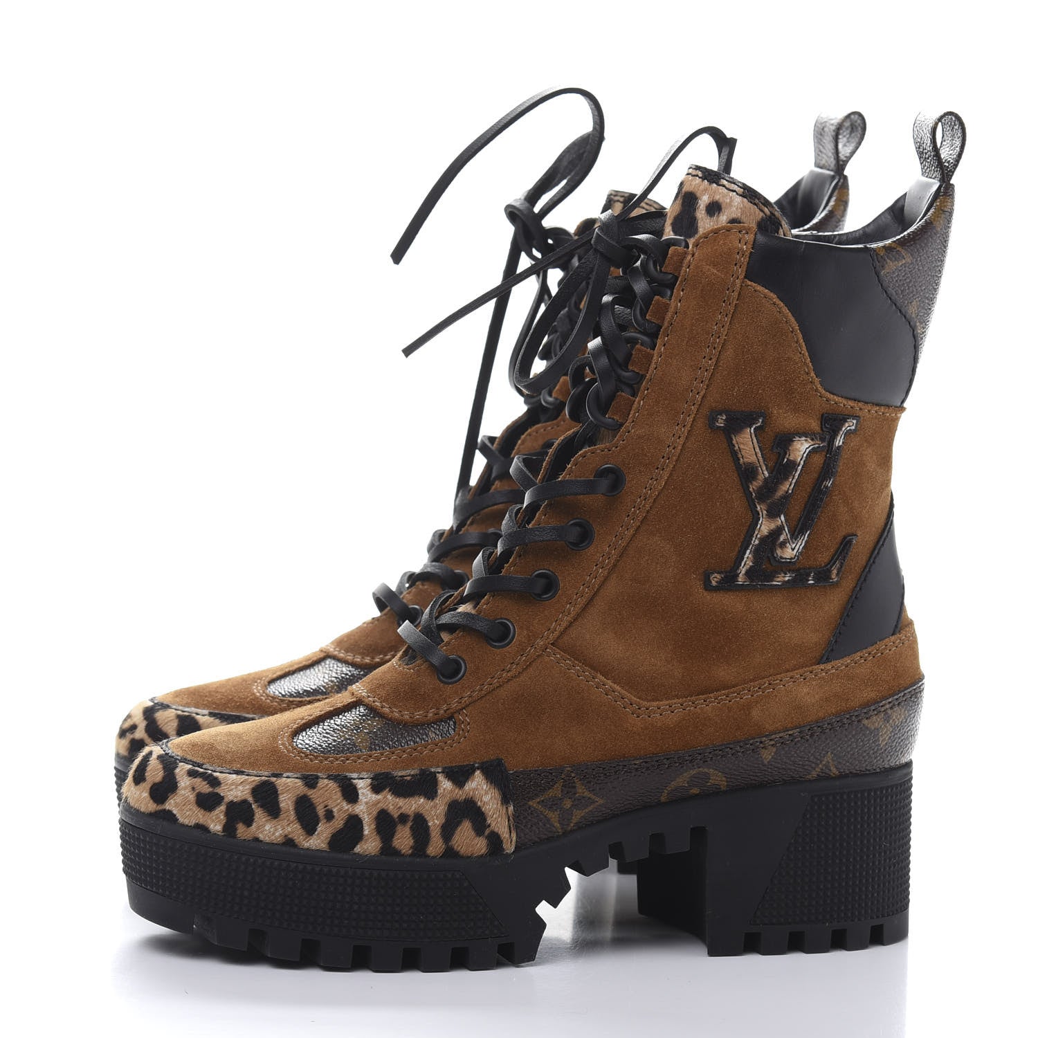 Louis Vuitton Suede Calfskin Monogram Laureate Platform Desert Boots 36 Cognac 3 of 9