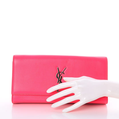 Saint Laurent Calfskin Classic Monogram Clutch Fuchsia 2 of 7