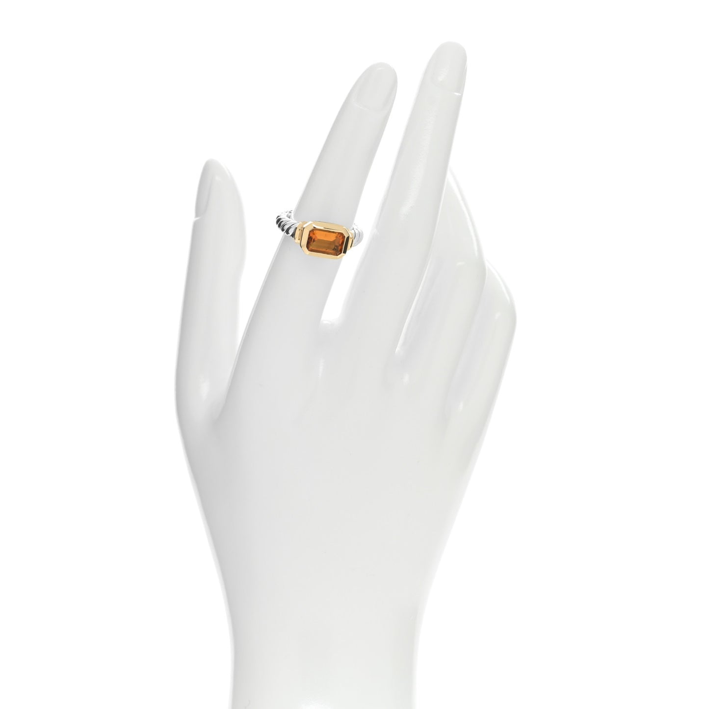 Sterling Silver 18K Yellow Gold Citrine Novella Ring 52 6