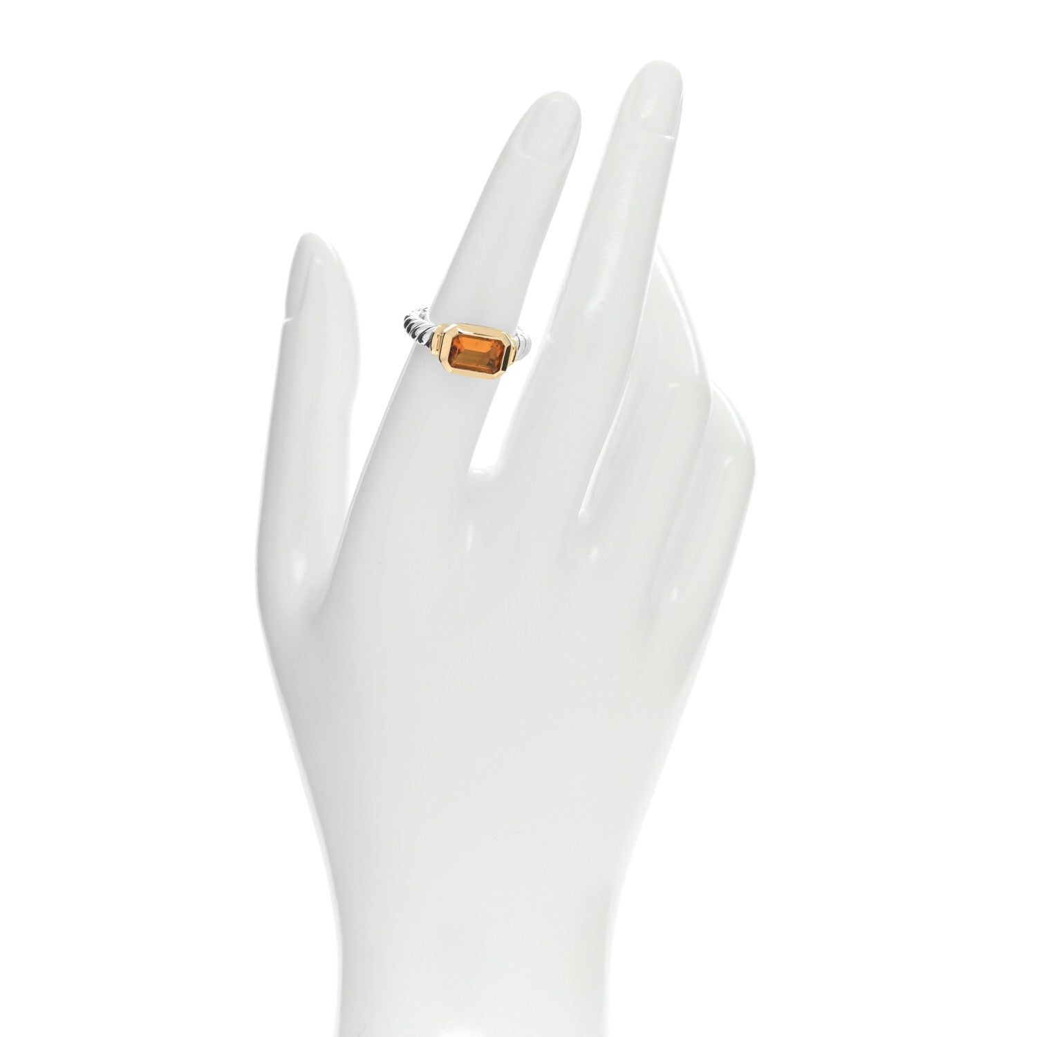 David Yurman Sterling Silver 18K Yellow Gold Citrine Novella Ring 52 6 2 of 4
