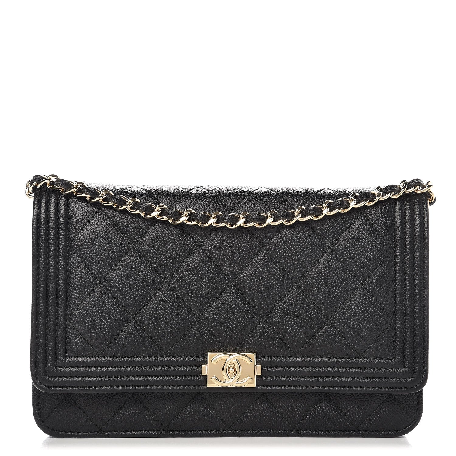 Chanel Caviar Quilted Boy Wallet On Chain WOC Black 1 of 9