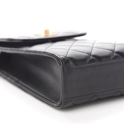 Chanel Lambskin Quilted Pearl Crown Phone Holder Black 9 of 10