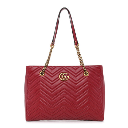 Gucci Azalea Calfskin Matelasse Medium GG Marmont Slim Tote Romantic Cerise 1 of 12