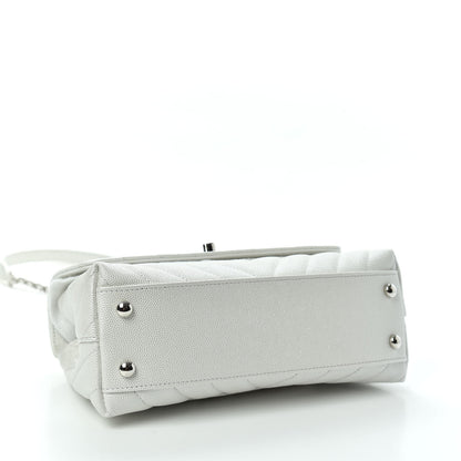 Chanel Iridescent Caviar Chevron Quilted Mini Coco Handle Flap White 4 of 10