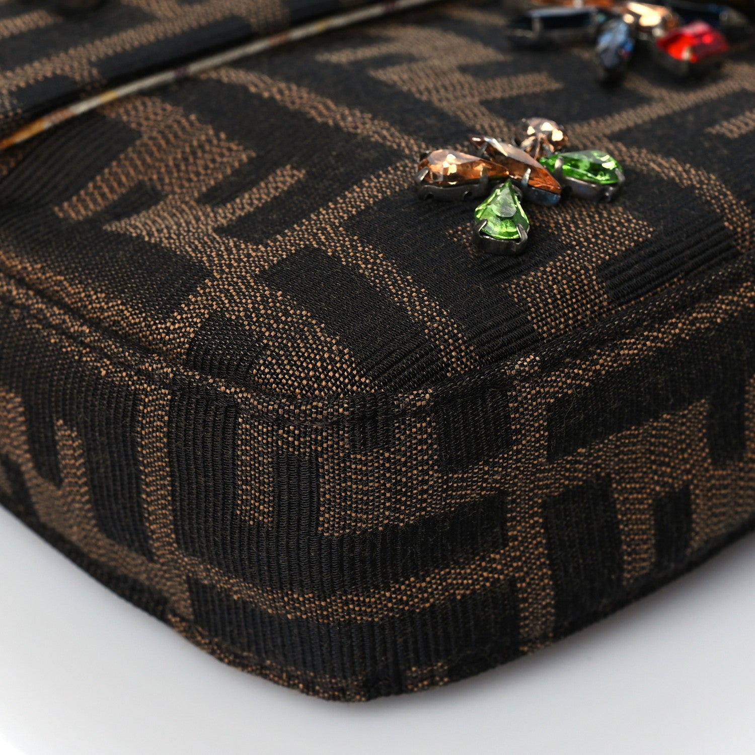 Fendi Zucca Crystal Embellished Baguette Tobacco 8 of 9