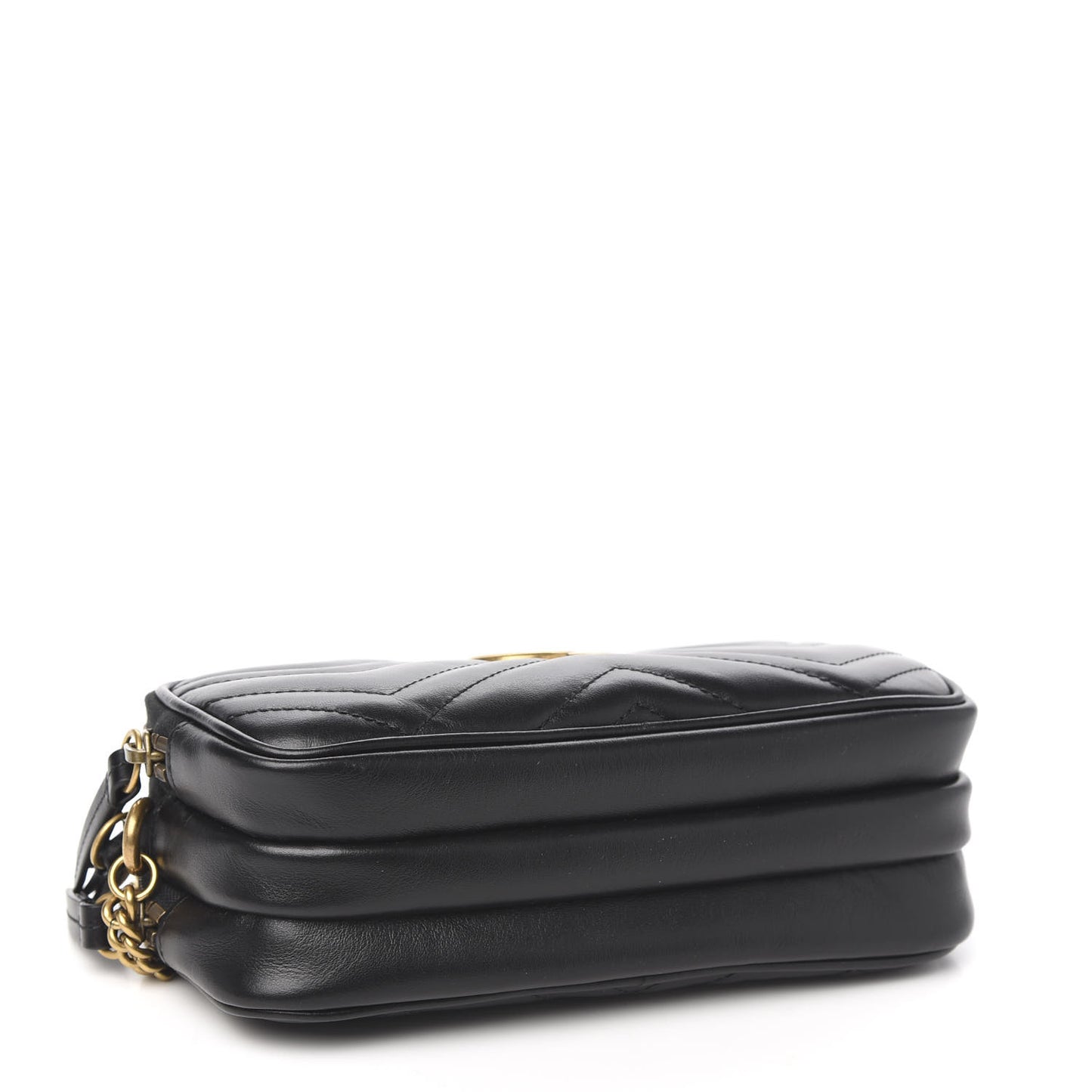 Calfskin Matelasse Mini GG Marmont Chain Crossbody Bag Black