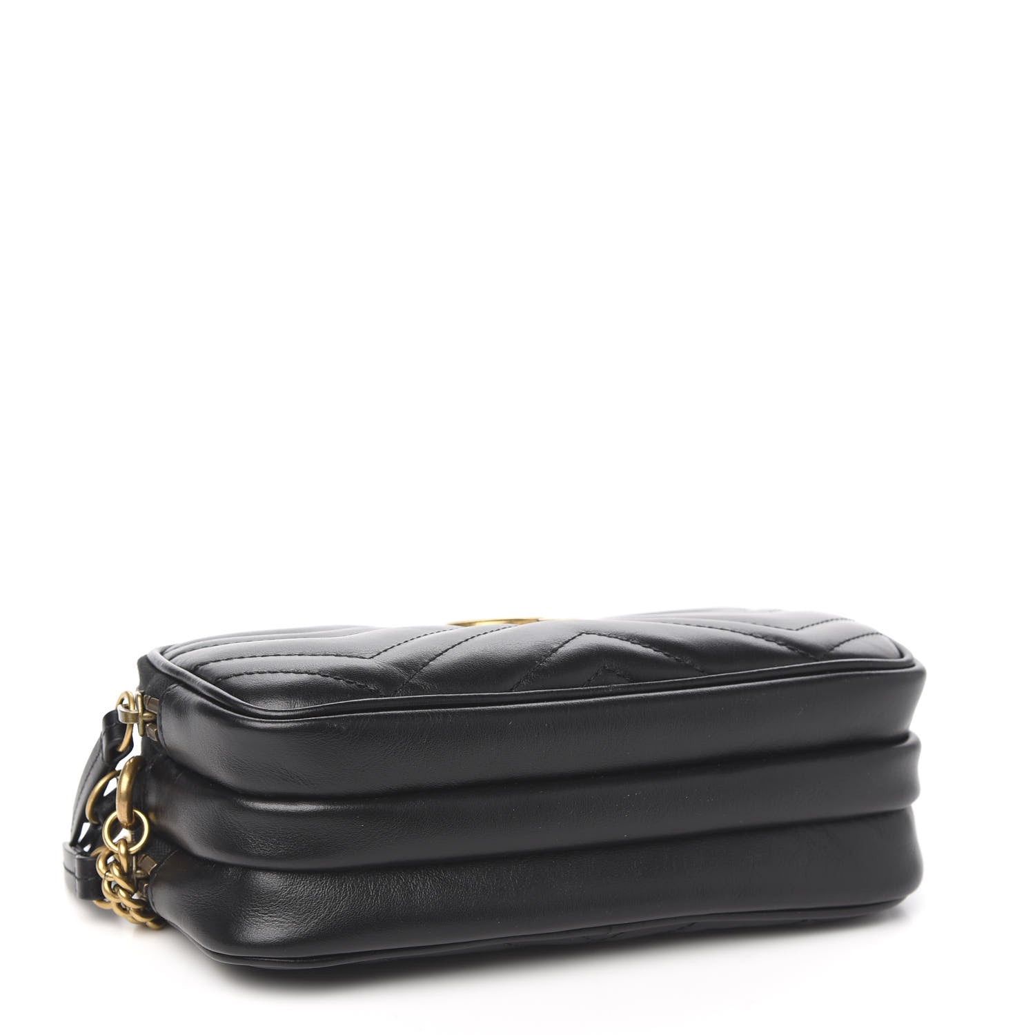 Gucci Calfskin Matelasse Mini GG Marmont Chain Crossbody Bag Black 3 of 12