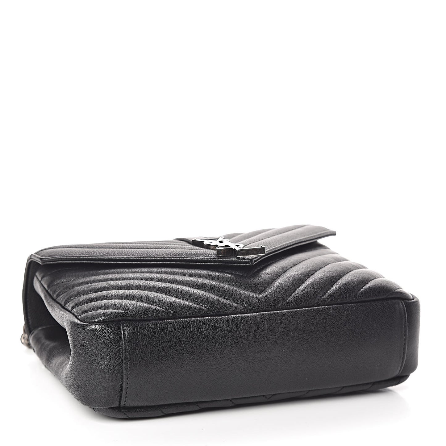 Sheepskin Matelasse Chevron Monogram Medium College Bag Black