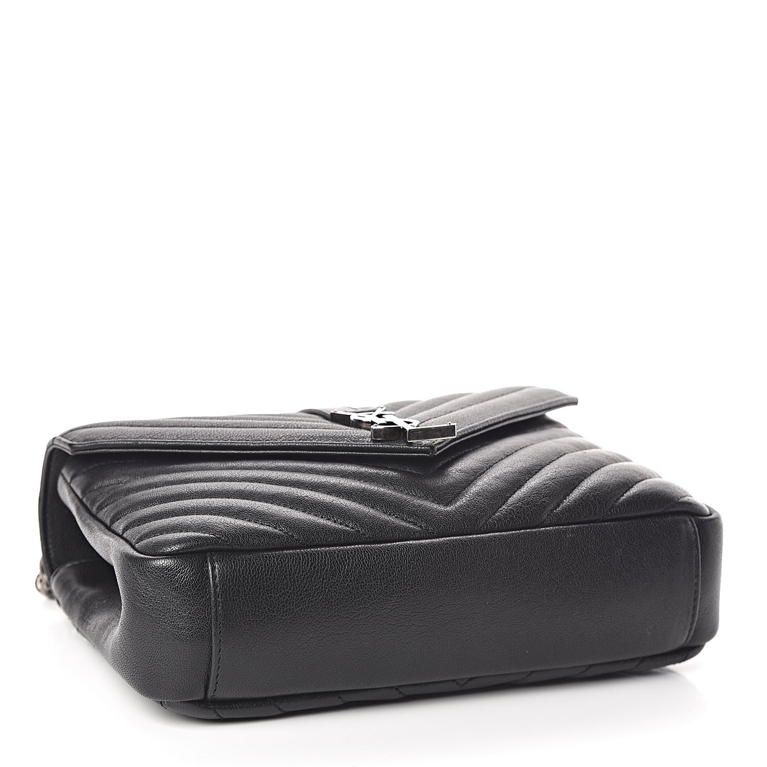 Saint Laurent Sheepskin Matelasse Chevron Monogram Medium College Bag Black 4 of 10
