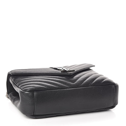 Saint Laurent Sheepskin Matelasse Chevron Monogram Medium College Bag Black 4 of 10