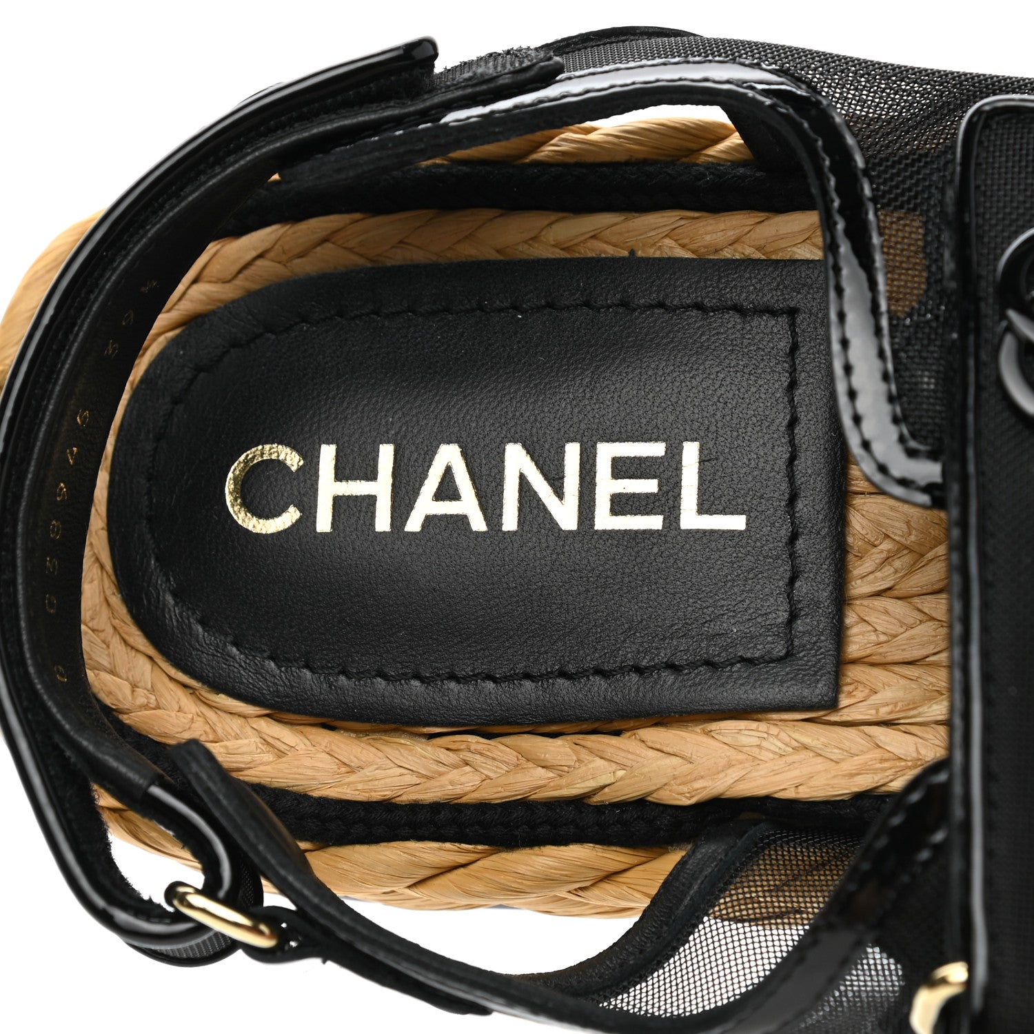 Chanel Mesh Patent Calfskin Velcro Dad Sandals 39.5 Black 7 of 9