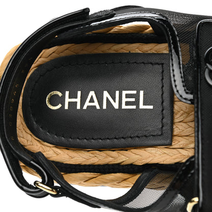 Chanel Mesh Patent Calfskin Velcro Dad Sandals 39.5 Black 7 of 9