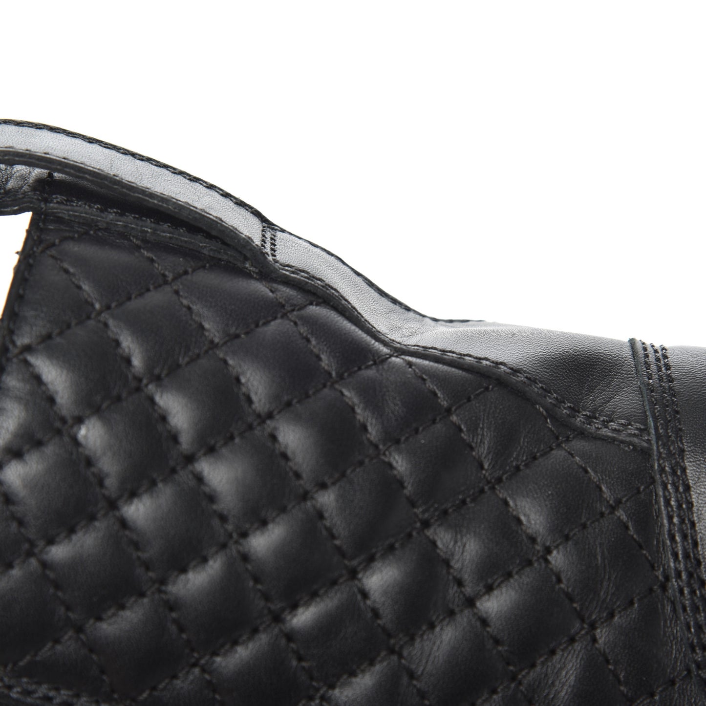 Calfskin Quilted Lace Up Combat Boots 37 Black