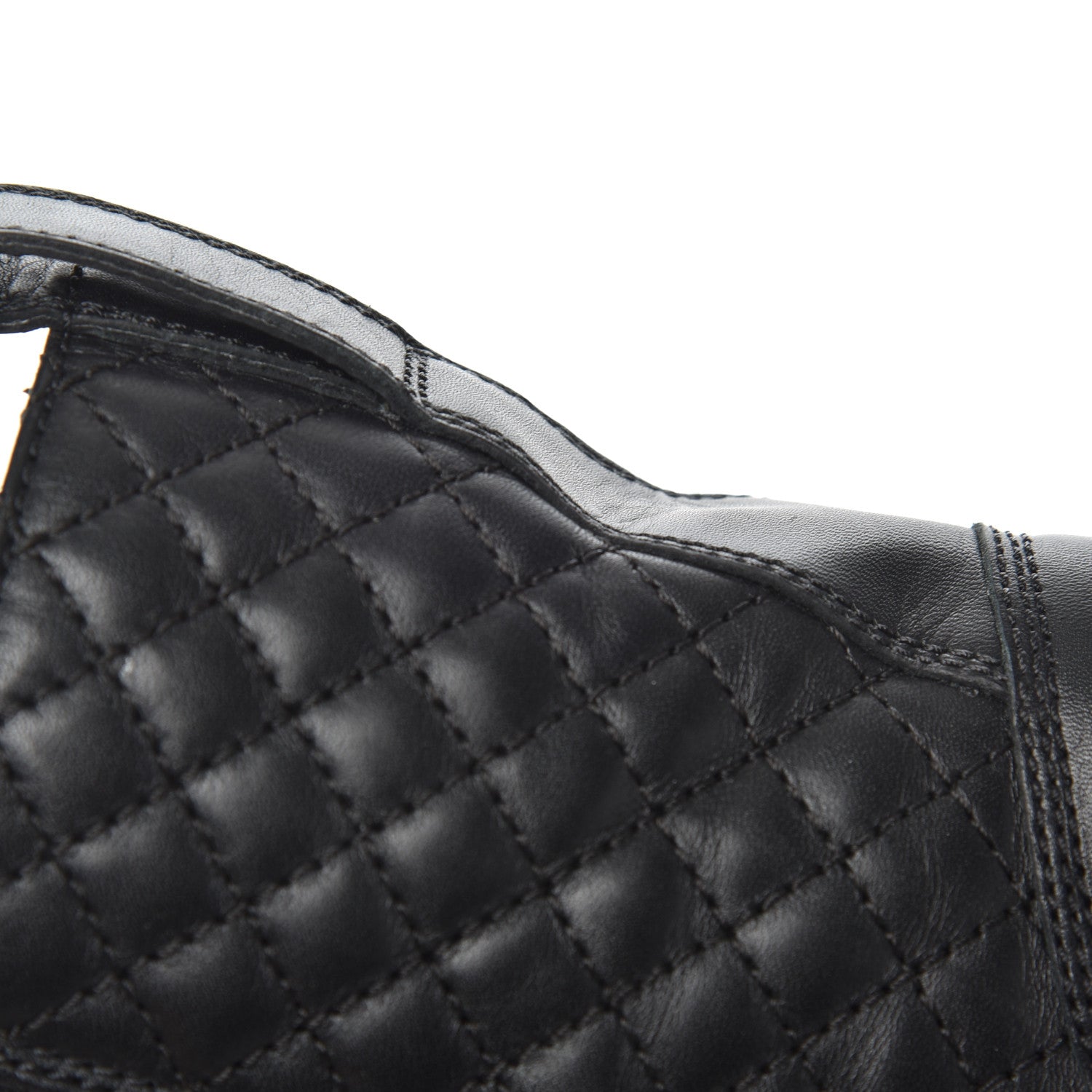 Chanel Calfskin Quilted Lace Up Combat Boots 37 Black 22 of 26