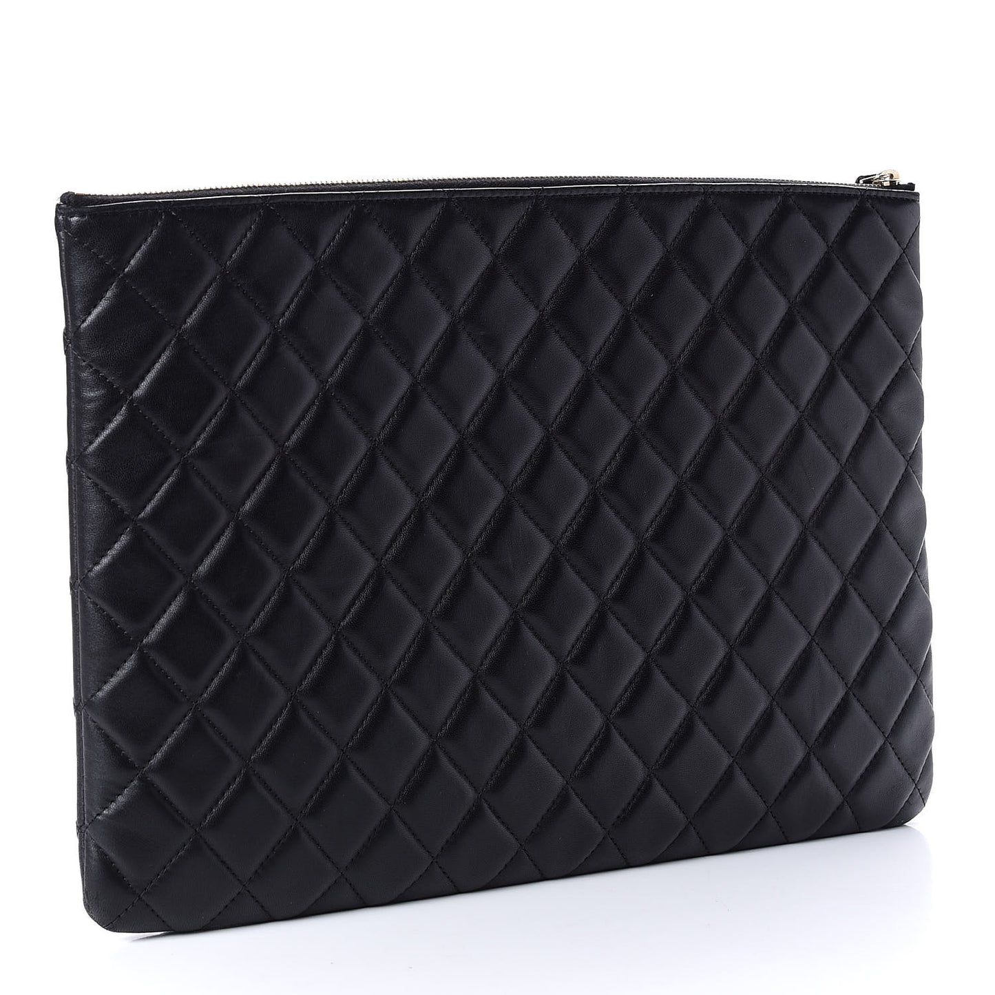 Lambskin Quilted Large Cosmetic Case Black