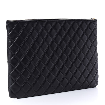 Chanel Lambskin Quilted Large Cosmetic Case Black 3 of 8
