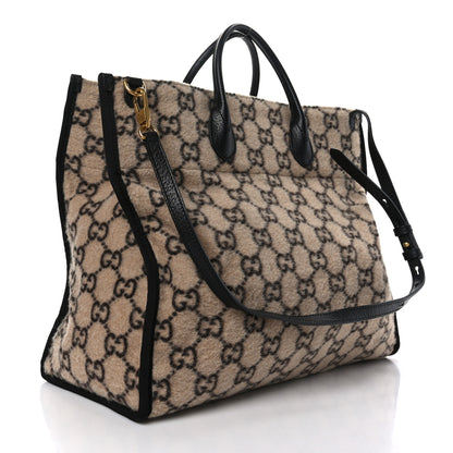 Gucci Covered Wool GG Monogram Large Tote Bag Beige Ebony 3 of 11