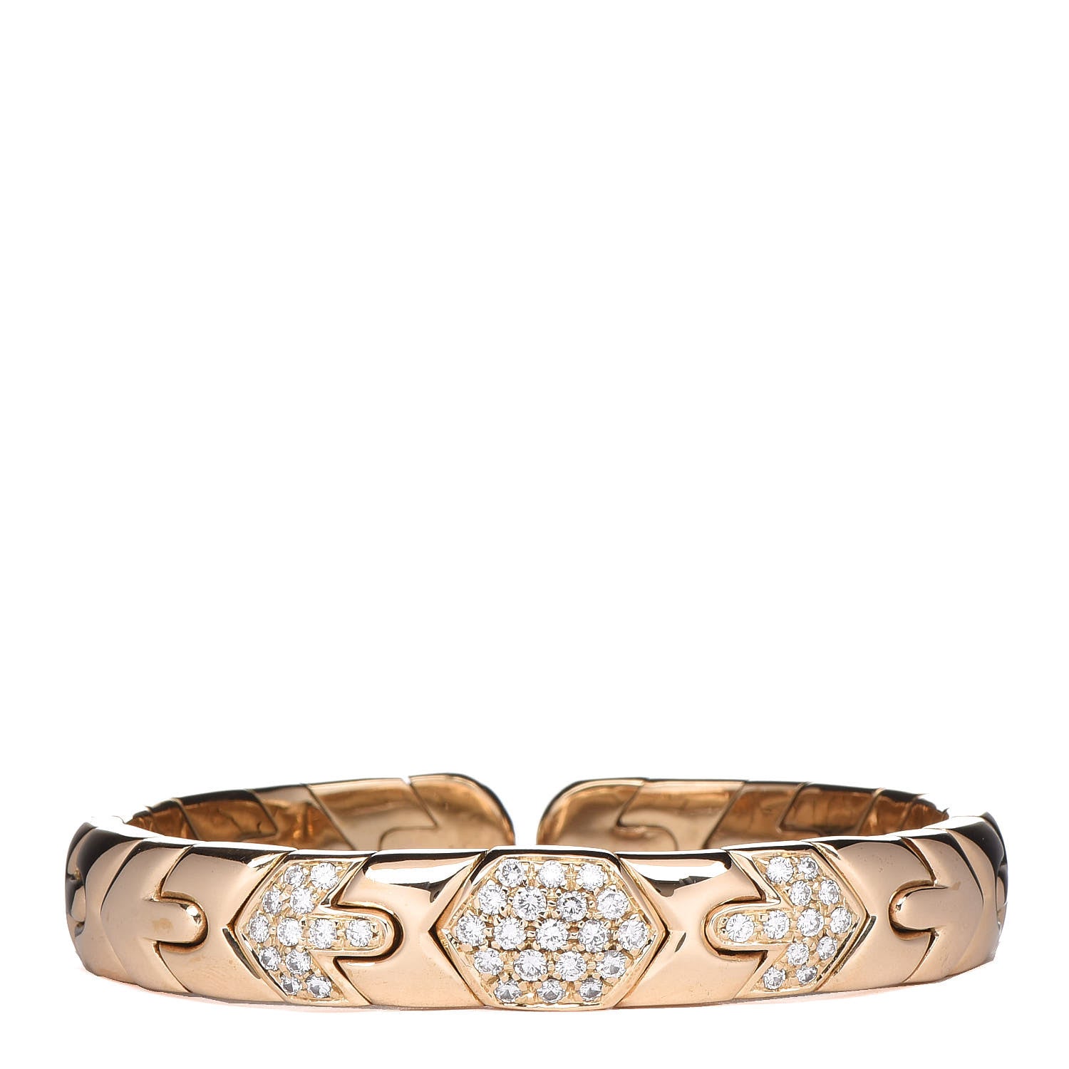 Bulgari 18K Yellow Gold Diamond 10mm Al Beare Cuff Bracelet 1 of 4