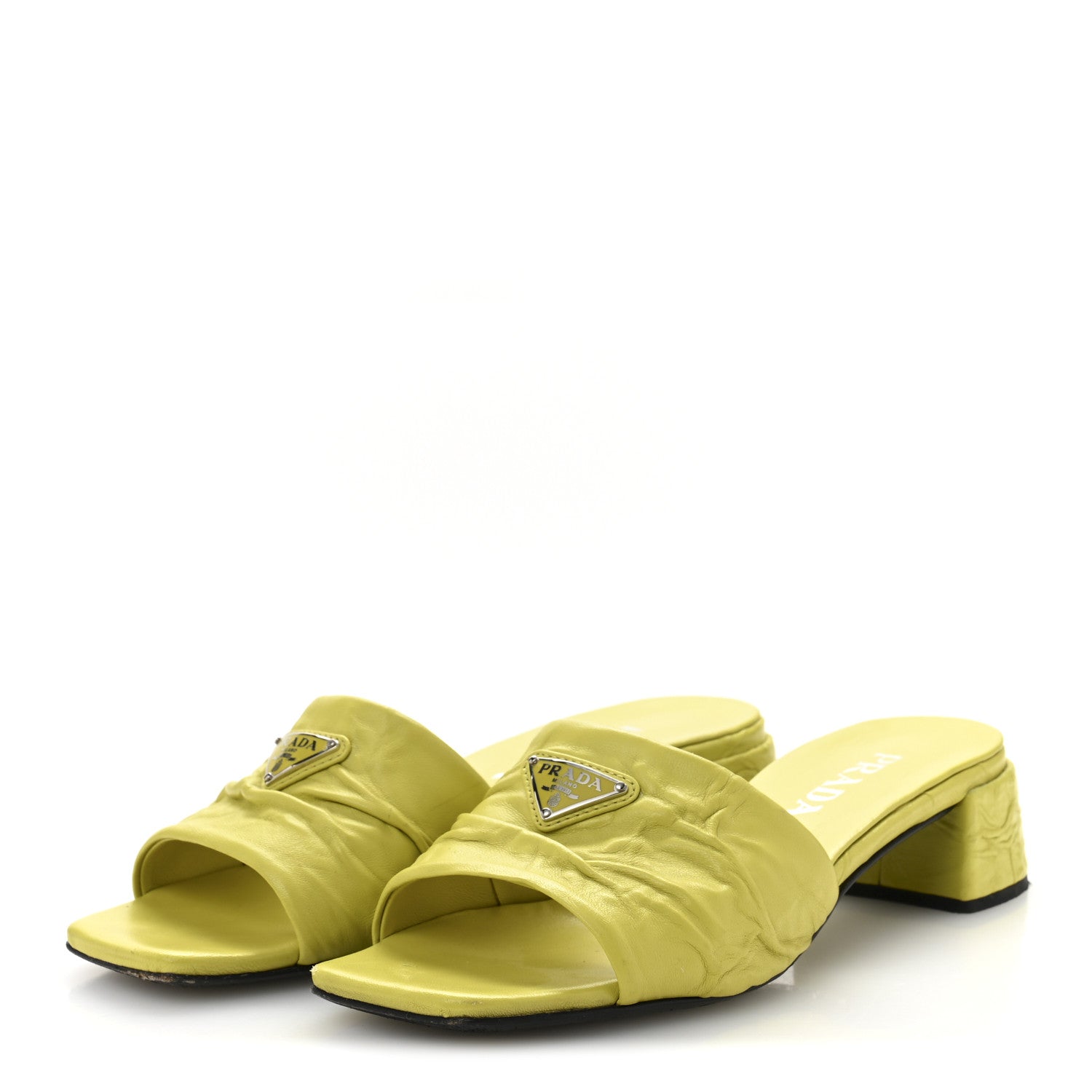 Prada Nappa Antique Triangle Logo Mules 37.5 Cedro 4 of 10