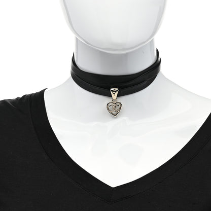 Chanel Lambskin CC Heart Choker Necklace Black 2 of 4