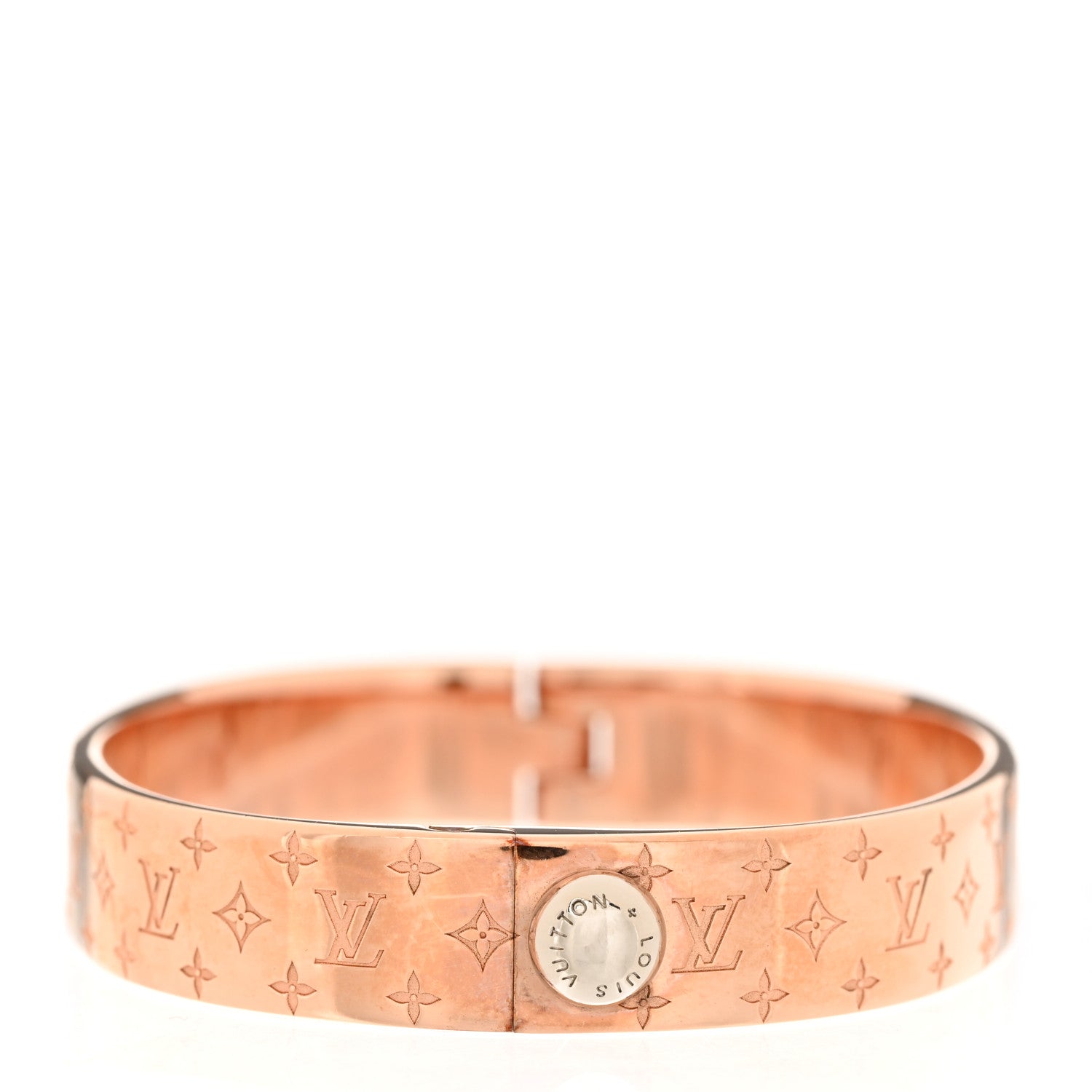 Louis Vuitton Brass Monogram Nanogram Cuff S Pink Gold 4 of 6