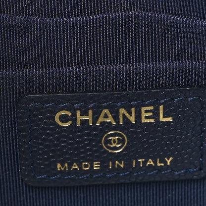 Chanel Caviar Quilted Small Zipped Pouch Navy Blue 6 of 8