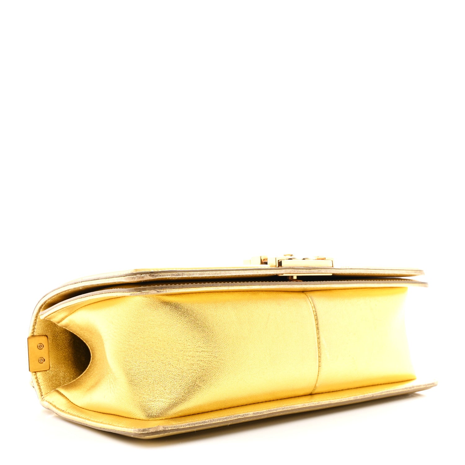 Chanel Metallic Patent Calfskin Quilted Medium Boy Flap Gold 4 of 15