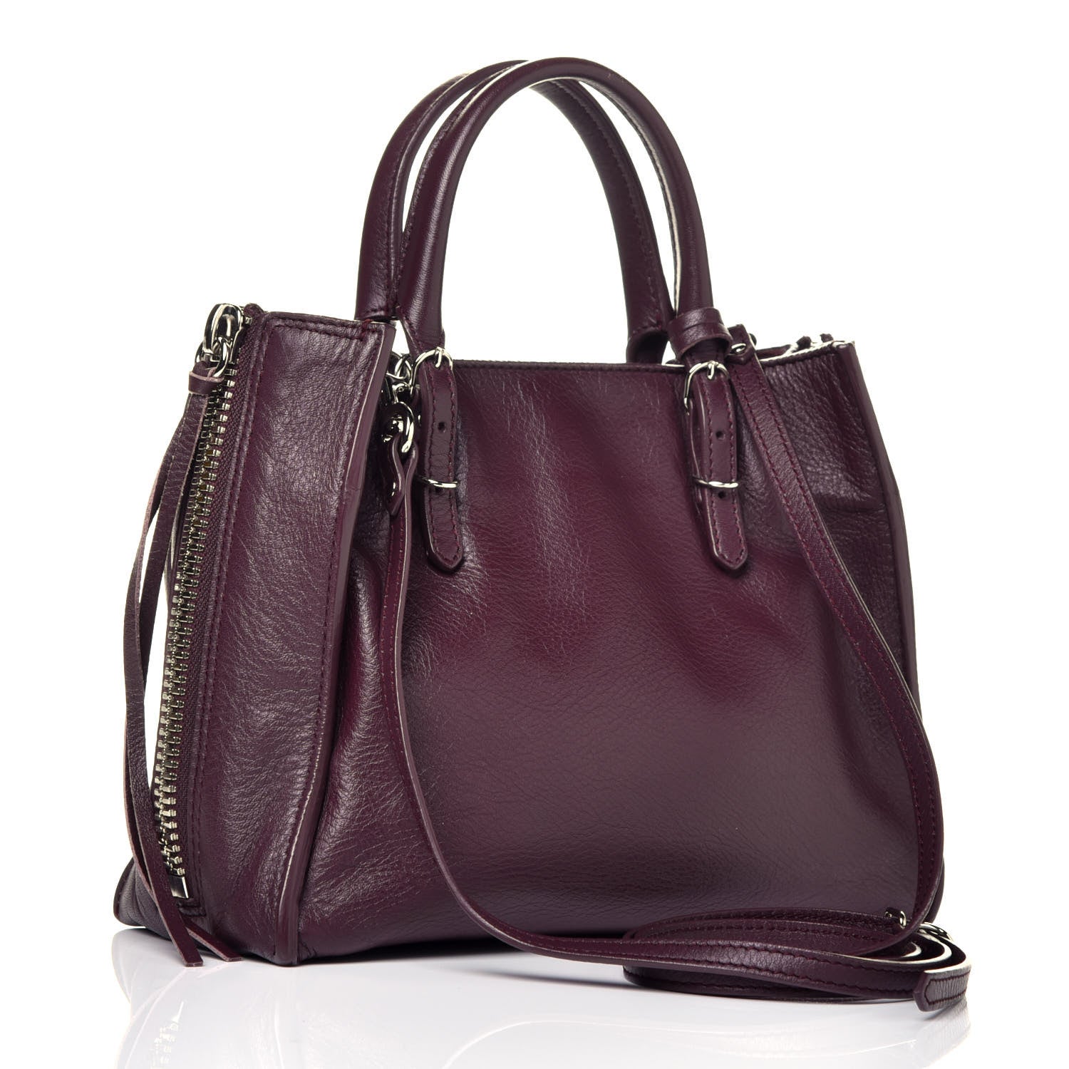 Balenciaga Calfskin Papier Mini A4 Zip Around Tote Rouge Aubergine 3 of 9