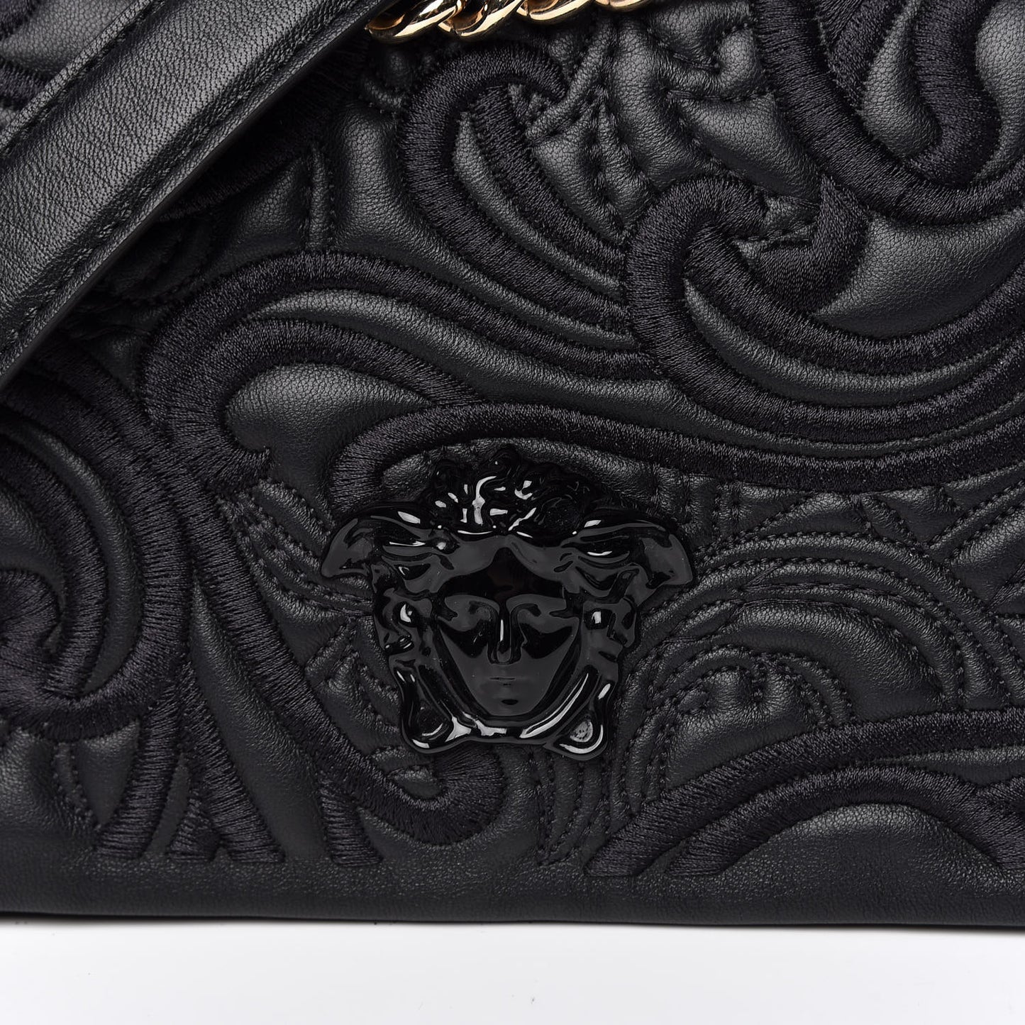 Nappa Embroidered Baroque Palazzo Sultan Shoulder Bag Black