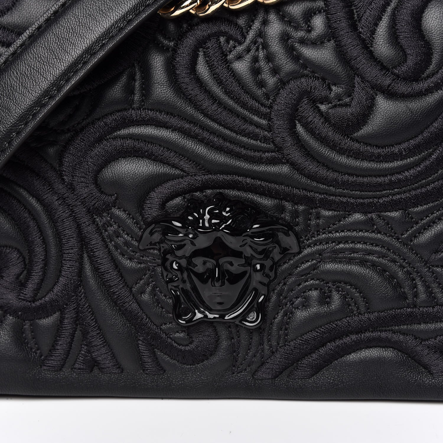 Versace Nappa Embroidered Baroque Palazzo Sultan Shoulder Bag Black 9 of 9