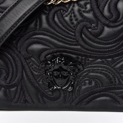 Versace Nappa Embroidered Baroque Palazzo Sultan Shoulder Bag Black 9 of 9