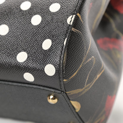 Dolce & Gabbana Dauphine Polka Dot Floral Print Medium Miss Sicily Satchel Black 11 of 13