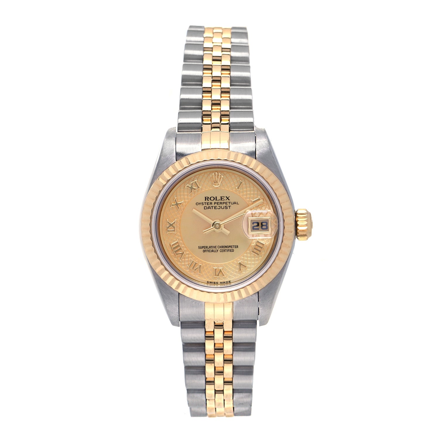 Rolex Stainless Steel 18K Yellow Gold Mother of Pearl 26mm Oyster Perpetual Datejust Watch Champagne 79173 2 of 9