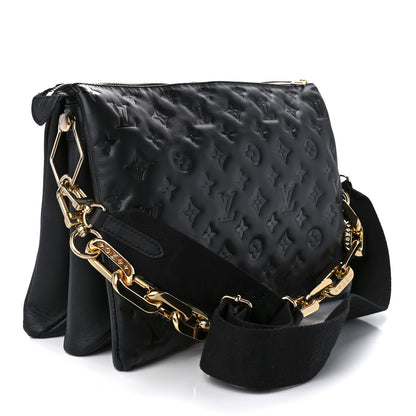 Louis Vuitton Lambskin Embossed Monogram Coussin MM Black 3 of 8