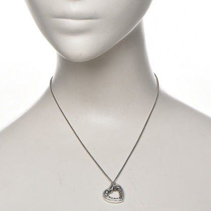 David Yurman Sterling Silver Diamond Open Heart Cable Necklace 2 of 7