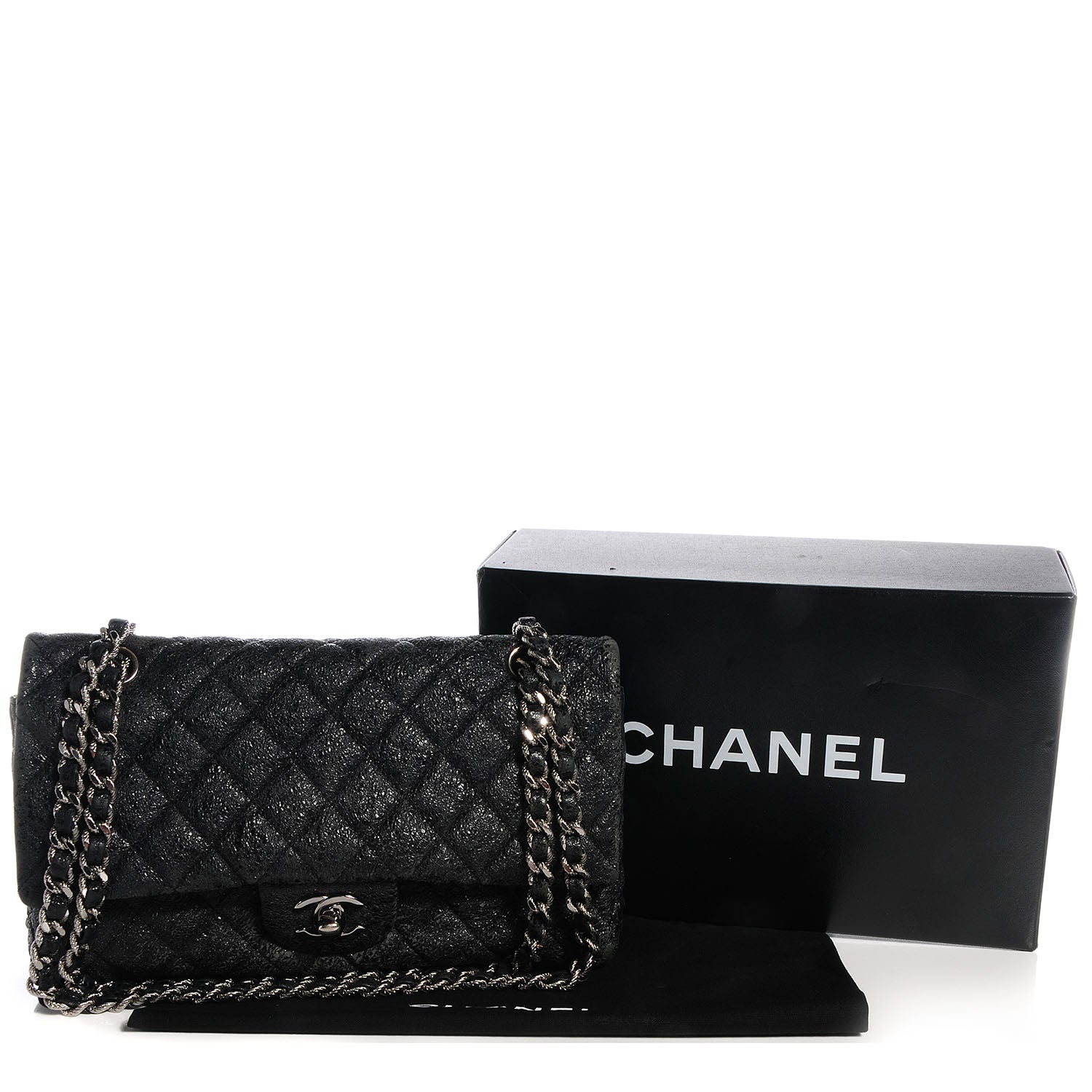 Chanel Crackled Calfskin Medium Double Flap Black 5 of 9
