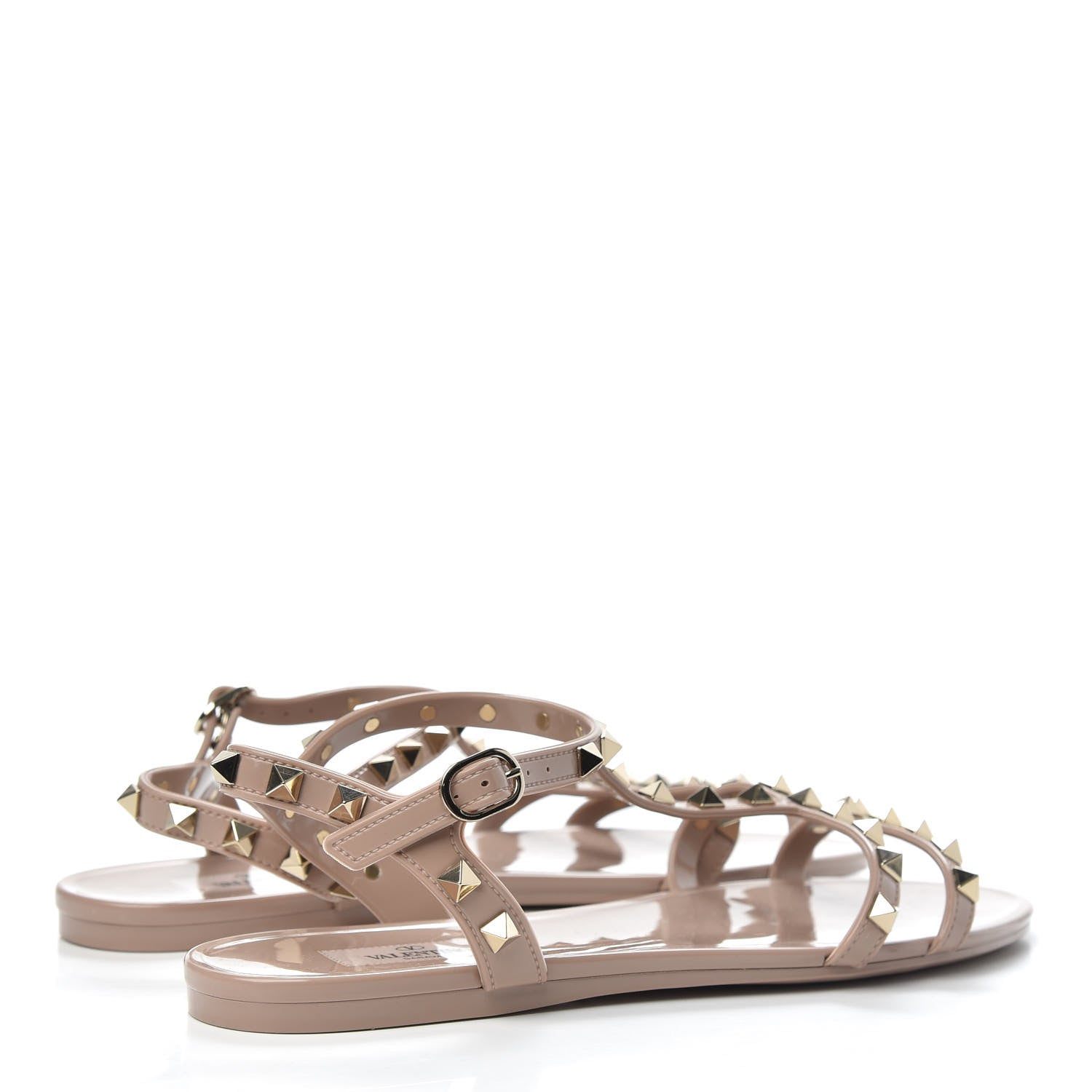 Valentino Garavani PVC Jelly Rockstud Caged Sandals 39 Poudre 4 of 7