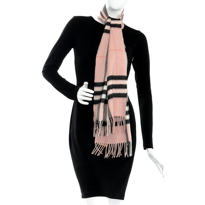Burberry Cashmere Giant Heritage Check Fringe Scarf Ash Rose 2 of 4