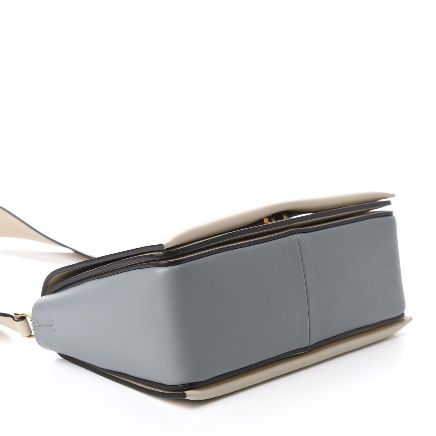 Shiny Smooth Calfskin Medium Frame Shoulder Bag Grege Storm