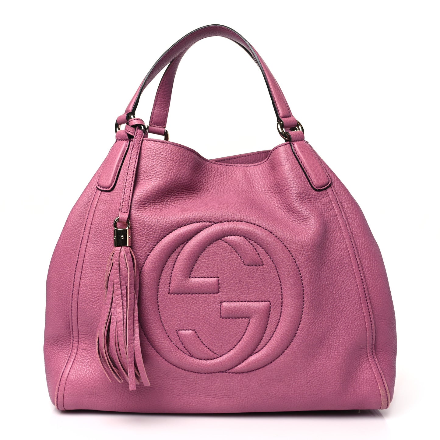 Pebbled Calfskin Medium Soho Shoulder Bag Fresia Rose