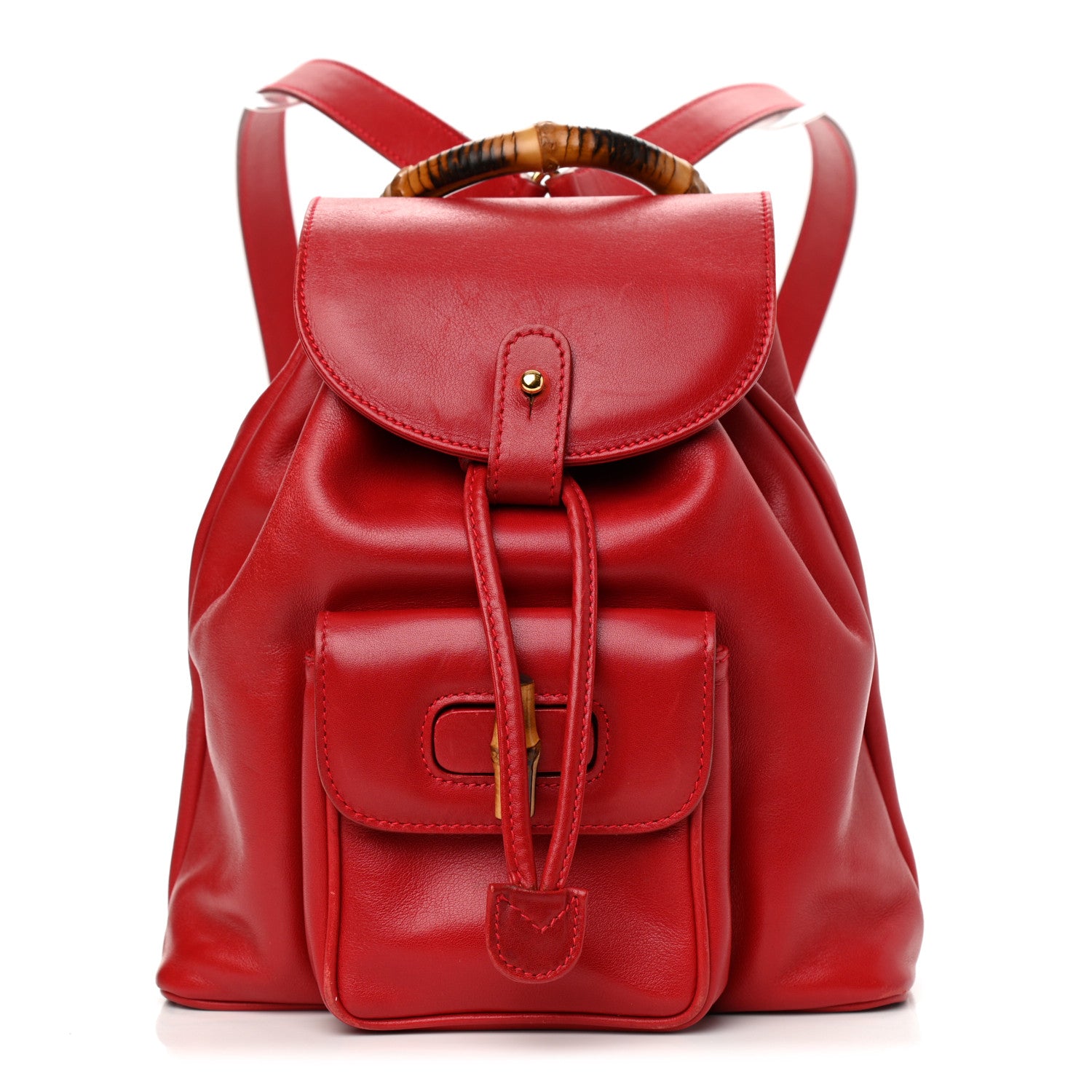 Gucci Calfskin Bamboo Mini Backpack Red 1 of 9
