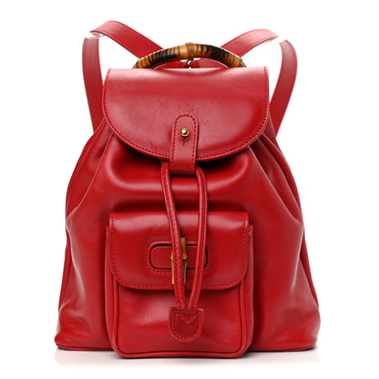 Gucci Calfskin Bamboo Mini Backpack Red 1 of 9