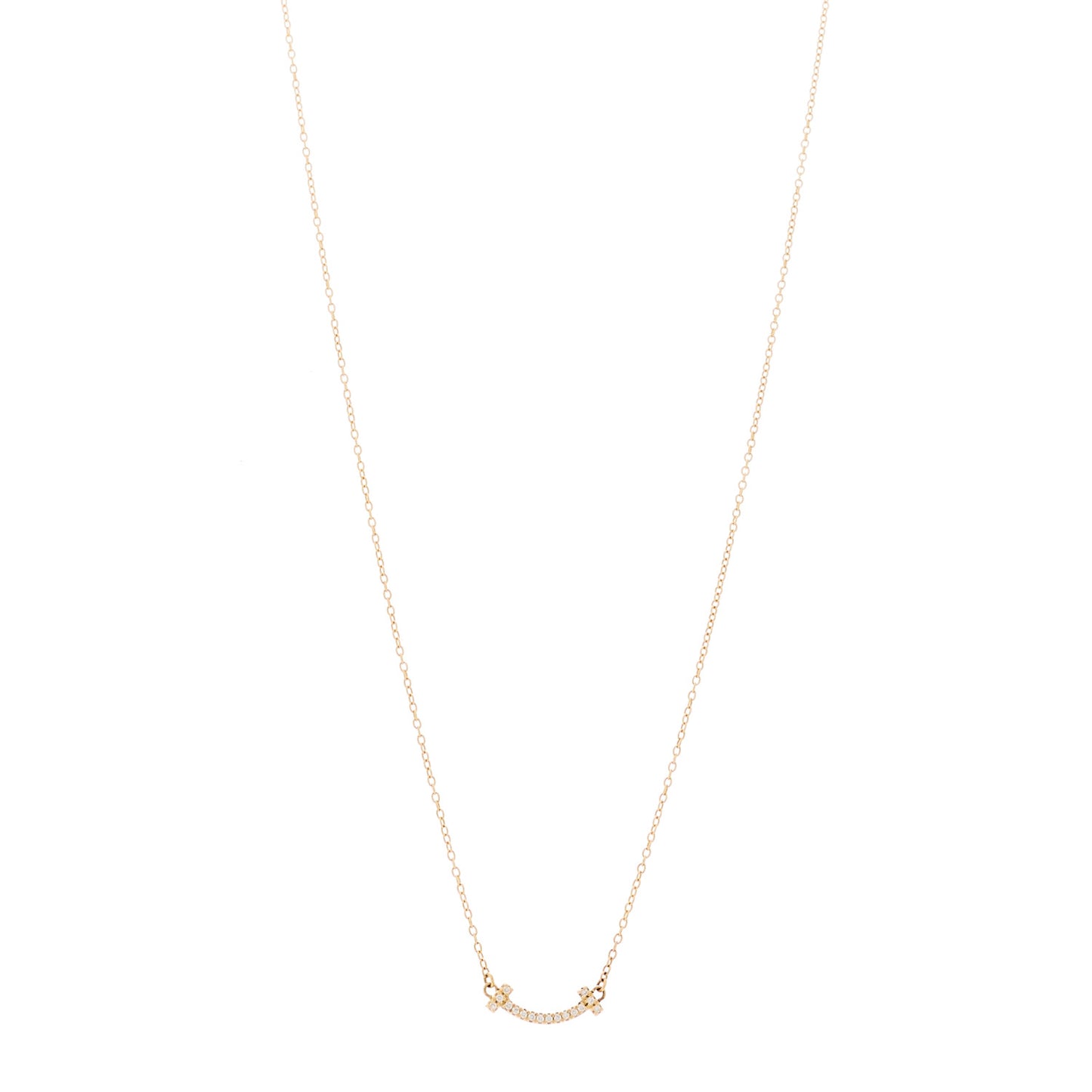 18K Yellow Gold Diamond Mini T Smile Pendant Necklace