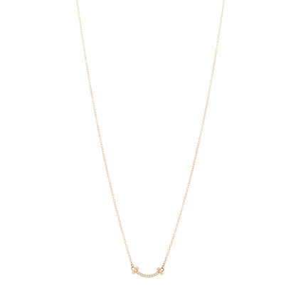 Tiffany 18K Yellow Gold Diamond Mini T Smile Pendant Necklace 1 of 5
