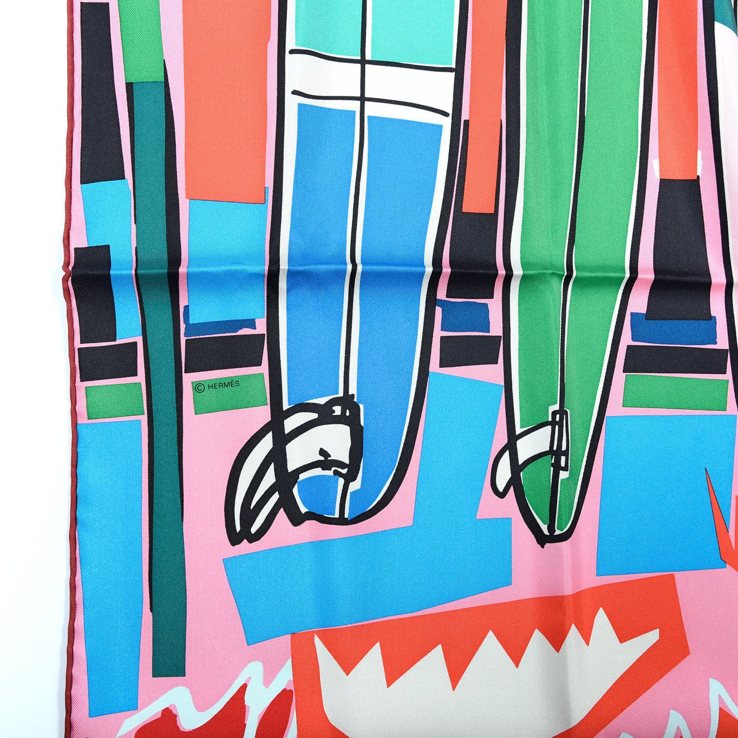 Silk Sea Surf and Fun Scarf 90 Rose Bleu Vert