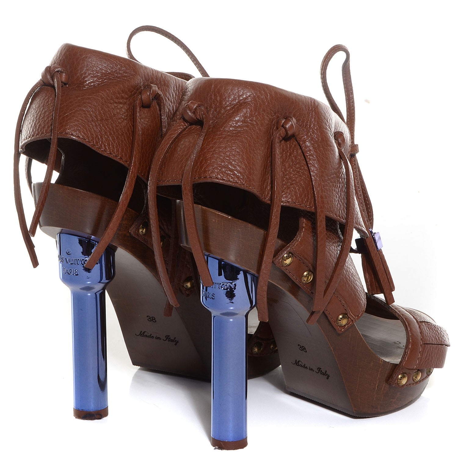 Louis Vuitton Grained Calfskin Rosa Sandals 38 Cacao 4 of 8